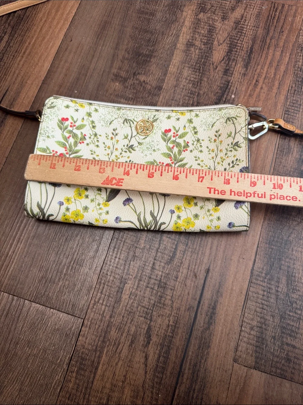 Tory Burch Floral Convertible Crossbody - Cream with Tan Strap